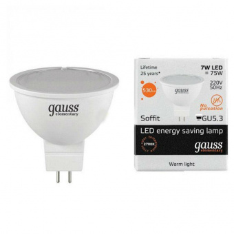 Светодиодная лампа  Gauss  MR16  7Вт  220В  2700K-3000К  GU5.3