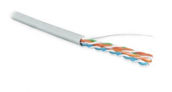 UUTP4-C5E-S24-IN-PVC-GY-100 (100 м) Кабель витая пара, неэкранированная U/UTP, категория 5e, 4 пары (24 AWG), одножильный (solid), PVC, -20°C – +75°C, серый - гарантия: 15 лет компонентная, 25 лет системная Hyperline
