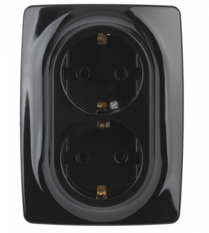 ЭРА  Эра12  Черный  Розетка 2X2P+E Schuko, 16АХ-250В 12-2106-06