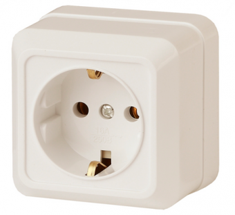 ЭРА  Intro  Quadro  Слоновая Кость  Розетка 2P+E Schuko, 16АХ-250В, открытая установка   2-202-02 Б0027650