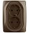 ЭРА  Эра12  Бронза  Розетка 2X2P+E Schuko со шторками 16A-250В, IP20 12-2108-13