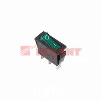 Выключатель клавишный 250V 15А (3с) ON-OFF зеленый  с подсветкой (RWB-404, SC-791, IRS-101-1C)  REXANT 36-2213