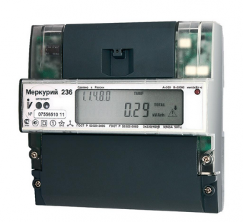 Счетчик  Меркурий  236 ART-02 PQRS 5-100А 380В DIN ЖКИ RS-485 2-тарифный
