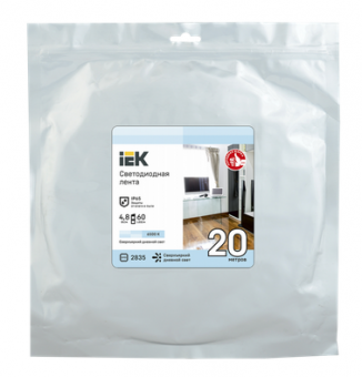 Лента светодиодная IEK  IP65 12V  4,8Вт/м 6500К  LSR-2835W60-4,8-IP65-12В  LED 20м