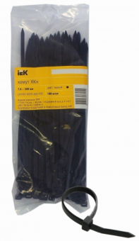 Хомут (стяжка) нейлон  7.6 х 300  черный  (100шт)  IEK UHH32-D076-300-100