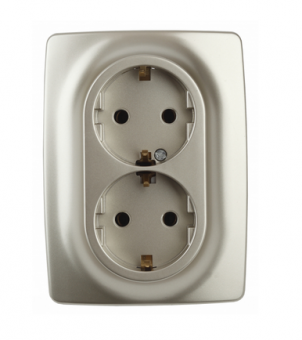 ЭРА  Эра12  Шампань  Розетка 2X2P+E Schuko, 16АХ-250В 12-2106-04