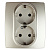 ЭРА  Эра12  Шампань  Розетка 2X2P+E Schuko со шторками 16АХ-250В 12-2104-04 Б0014702