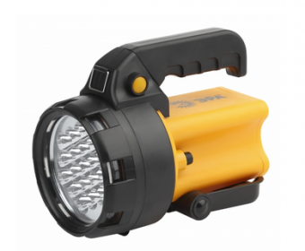 Фонарь светодиодный ЭРА PA-602 АЛЬФА прожеткор 19LED, аккумулятор 3Ah, ЗУ 220V/12V, черный/желтый пластик, IP44