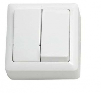 Schneider Electric  Хит  Белый  Выключатель 2-клавишный (250В, 6А) IP20 открытая установка (ВА56-232-б) VA56-232-B