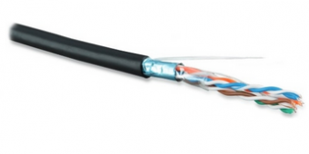 FUTP4-C5E-S24-OUT-LSZH-BK-500 (500 м) Кабель витая пара F/UTP, категория 5e, 4 пары(24 AWG), одножильн.(solid), экран-фольга, внешний, LSZH нг(С)-HF, -40°C-+75°С, черный-гарантия: 15 лет компонентная Hyperline