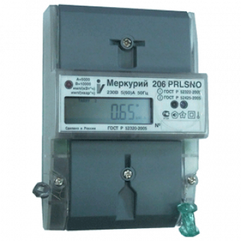 Счетчик  Меркурий  206 PRNO 5-60А DIN, ЖКИ RS-485 1 тарифный