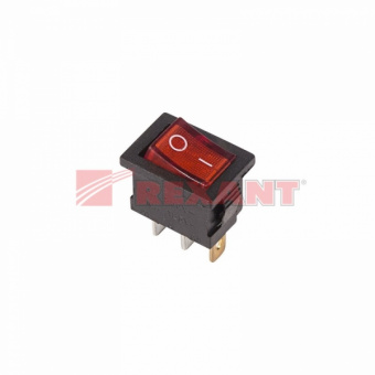 Выключатель клавишный 250V 6А (3с) ON-OFF красный  с подсветкой  Mini  (RWB-206, SC-768)  REXANT 36-2150