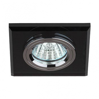 Светильник точечный ЭРА DK8 CH/BK  декоративный, стекло квадратный MR16,12V, 50W, хром/черный