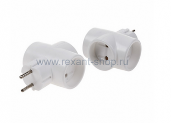 REXANT Разветвитель 3 гнезда без заземляющих контактов Белый 220В, 6A-10A ( индивидуальный пакет) (тройник) 11-1068 11-1068