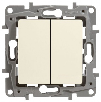 Legrand  Etika  Слоновая Кость Выключатель механизм 2-клавишный 10АХ, 250В, безвинтовые зажимы 672302