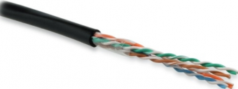 UUTP4-C5E-S24-OUT-PE-BK-100 (100 м) Кабель витая пара, неэкранированный U/UTP, категория 5e, 4 пары (24 AWG), одножильный(solid), внешний, PE, -40°C - +60°C, черный - гарантия: 15 лет компонентная Hyperline