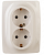 ЭРА  Эра12  Слоновая Кость  Розетка 2X2P+E Schuko со шторками 16A-250В, IP20 12-2108-02