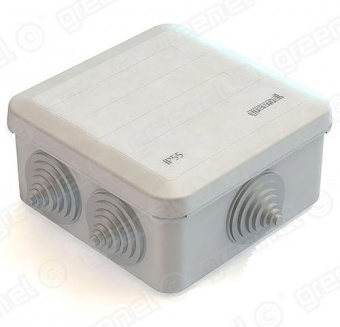 Короб распределительный Greenel ОП 100х100х50мм IP55 6 входа  GE41255 серый GE41255