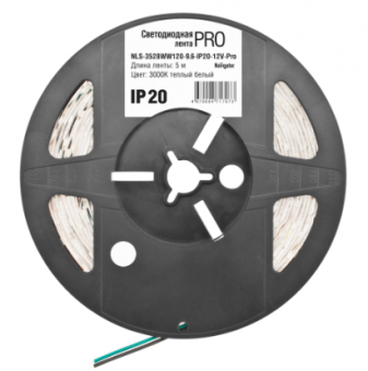 Лента светодиодная Navigator IP20  12V   9.6Вт/м  3000К  71 707 NLS-3528WW120 серия  PRO  СД (1 упаковка- 5 метров) (кратно 5)