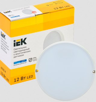 Светильник LED ДПО 2012Д 12Вт IP54 6500К круг белый с АД IEK