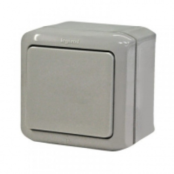 Legrand  Quteo  Серый Переключатель 1-клавишный открытая установка IP44 782334