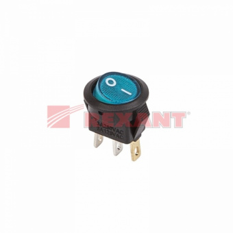 Выключатель клавишный круглый 250V 3А (3с) ON-OFF синий  с подсветкой  Micro  (RWB-106, SC-214)  REXANT 36-2531
