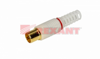 Штекер TV антенный пластик белый без пайки GOLD  REXANT 05-2041-1