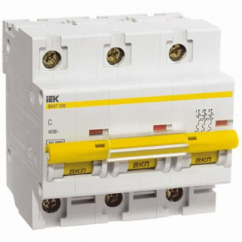 Выключатель автоматический  3П  63А  характеристика C  10кА  IEK  ВА47-100