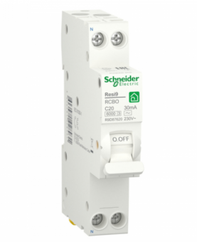Дифференциальный автомат  1P+N  20А 6000A 30мА 18мм тип AC характеристика С  Schneider Electric RESI9 R9D87620