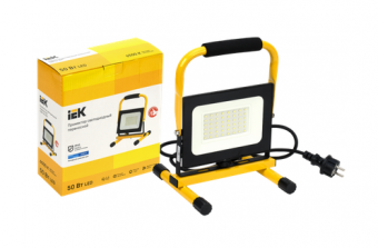 Прожектор светодиодный IEK 50Вт 6500К 4000Лм IP65 185х215х281 черный / LED СДО 06-50П переносной
