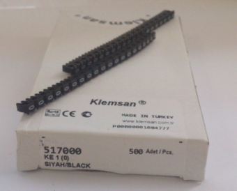 Маркировка кабеля КЕ1 (0,75х1,5мм) "0" (500шт)  Klemsan 517000 (кратно 500)