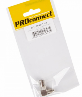 Переходник антенный, (гнездо F - штекер TV), угловой (1шт.) (пакет)  PROconnect 05-4311-4-7