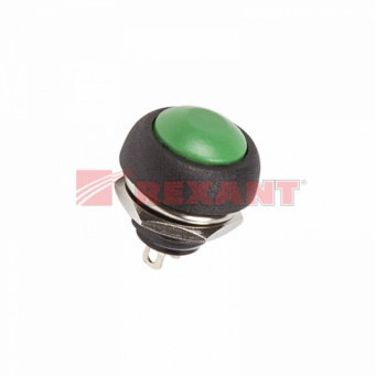 Выключатель-кнопка  250V 1А (2с) (ON)-OFF  Б/Фикс  зеленая  Micro (PBS-33В)  REXANT 36-3053