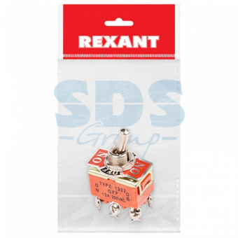Тумблер 250V 15А (6c) ON-OFF-ON двухполюсный  (KN-203)  REXANT Индивидуальная упаковка 1 шт 36-4132-1
