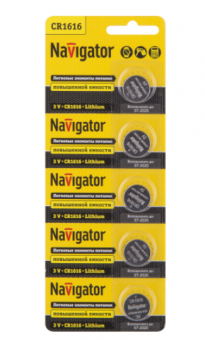 Элемент питания Navigator NBT-CR1616-BP5 94 779 (кратно 5)