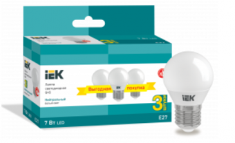 Светодиодная лампа IEK G45 7Вт 230В 4000К E27
