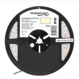 Лента светодиодная Navigator IP65  12V   9.6Вт/м  3000К  71 708 NLS-3528WW120  серия  PRO  СД (1 упаковка- 5 метров) (кратно 5)