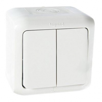 Legrand  Quteo  Белый Выключатель 2 клавишный открытая установка IP44 782302