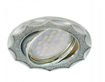 Ecola MR16 DL36S GU5.3 Светильник встр. поворотный Звезда под стеклом Серебряный блеск/Хром 26x84 /FS1623EFY /