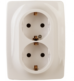 ЭРА  Эра12  Слоновая Кость  Розетка 2X2P+E Schuko, 16АХ-250В 12-2106-02