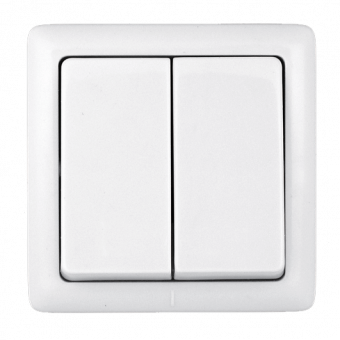 Schneider Electric  Хит  Белый  Выключатель 2-клавишный (250В, 6А) IP20 открытая установка (ВА56-232-б) VA56-232-B